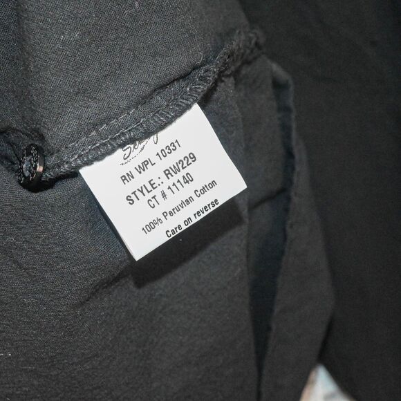 Scully Men's Banded Sleeve Old West Shirt in Black Peruvian Cotton size XL - Picture 9 of 9